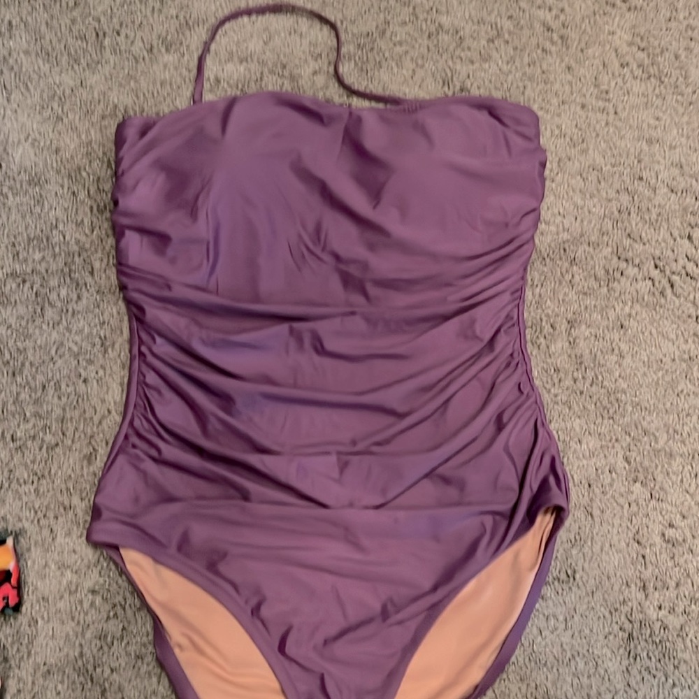 J Crew ruched bandeau one-piece swimsuit